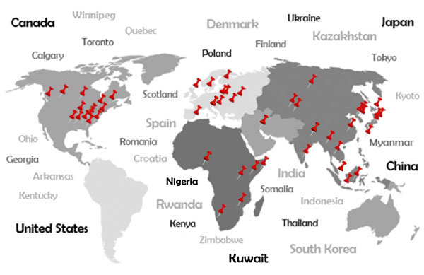 international client distribution map